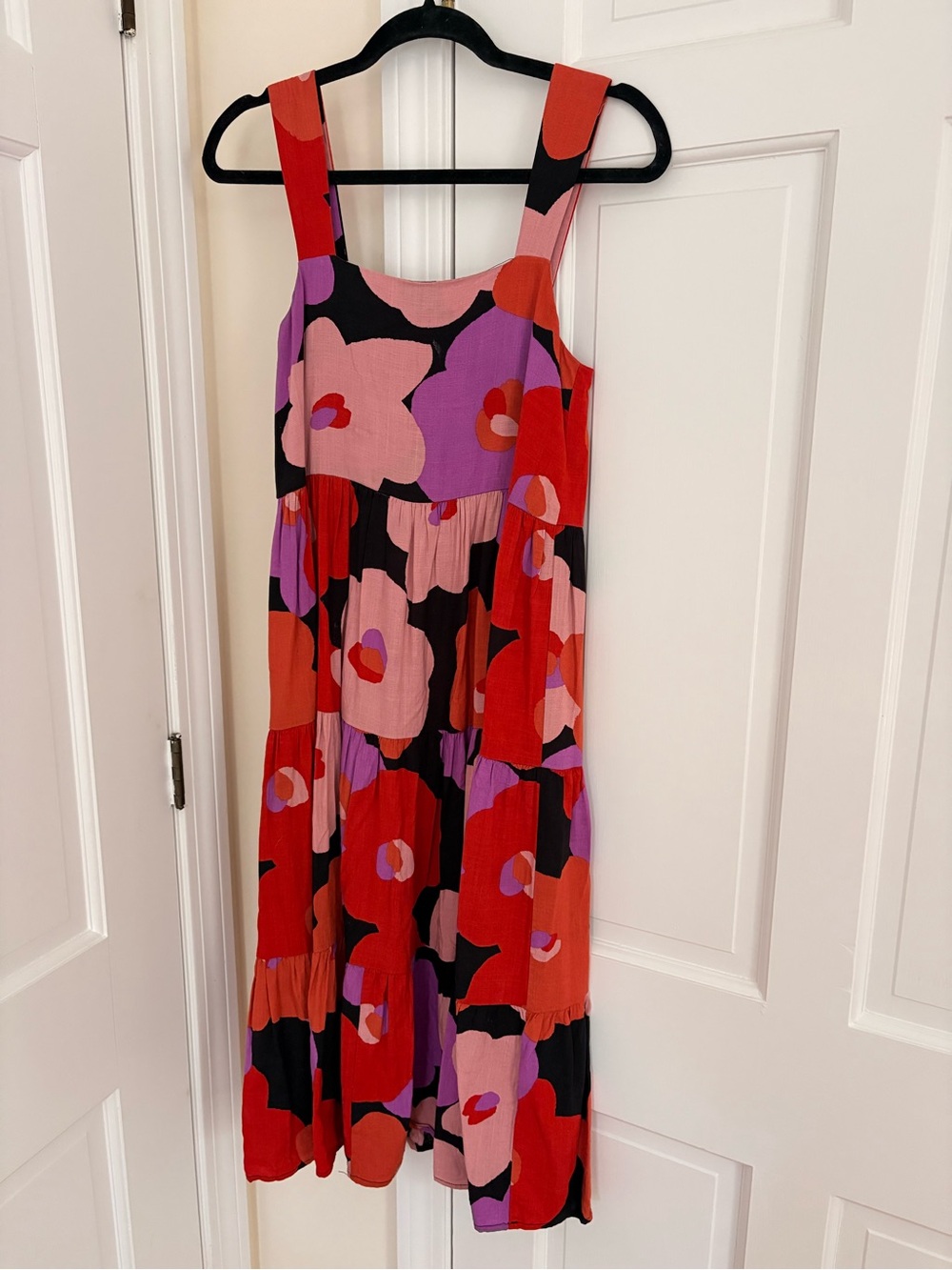 Mister Zimi Red, Pink & Purple Floral Tiered Midi Dress